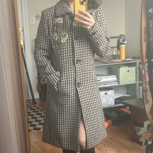 Express Black and White Peacoat Classic Houndstooth
